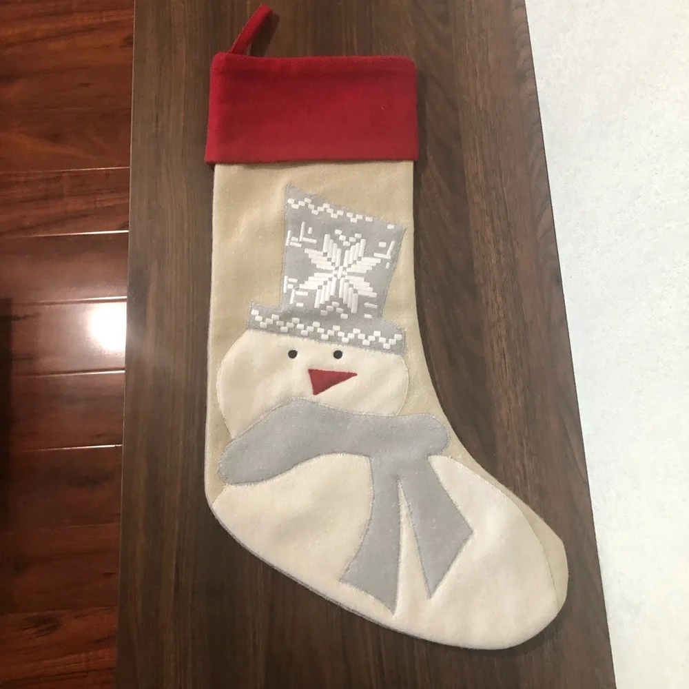Crate & Barrel Snowman Christmas Stocking